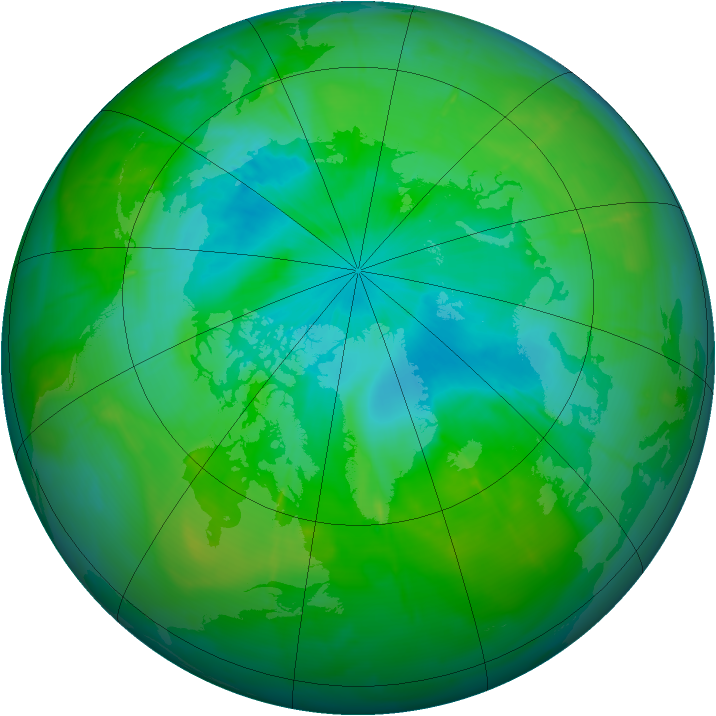 Arctic ozone map for 06 August 2009